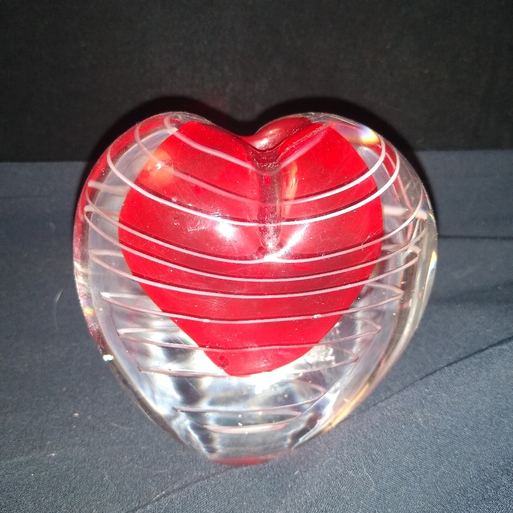 Red Art Glass Heart Vase